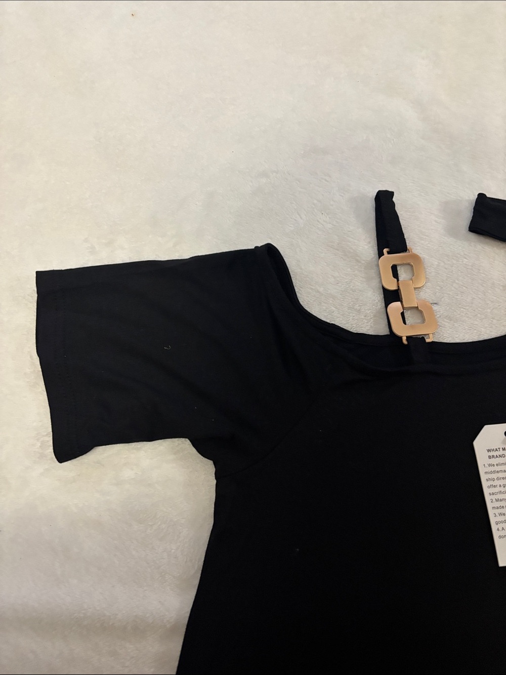 Dress One-Shoulder Black A-Line with Mesh Hem Accent NWT - Picture 3 of 6